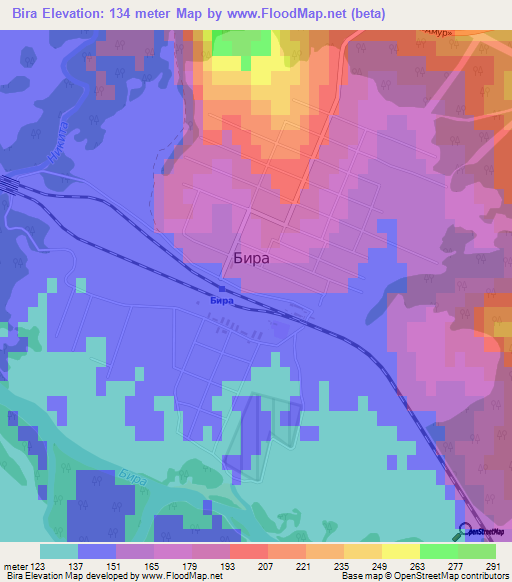 Bira,Russia Elevation Map