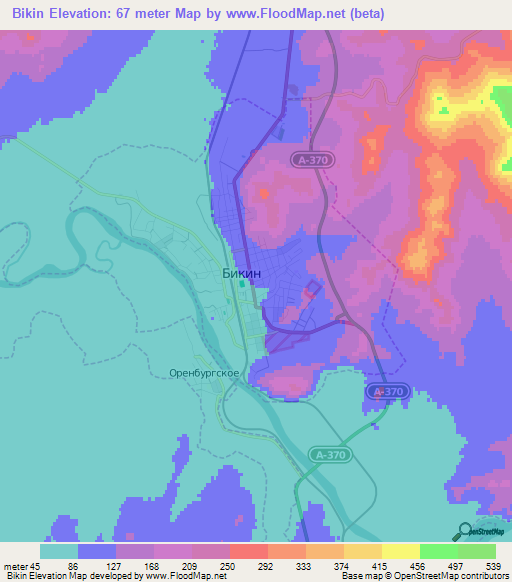 Bikin,Russia Elevation Map