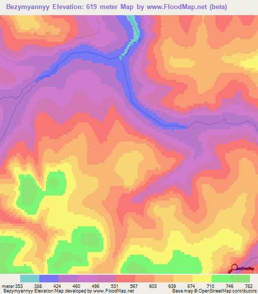 Bezymyannyy,Russia Elevation Map