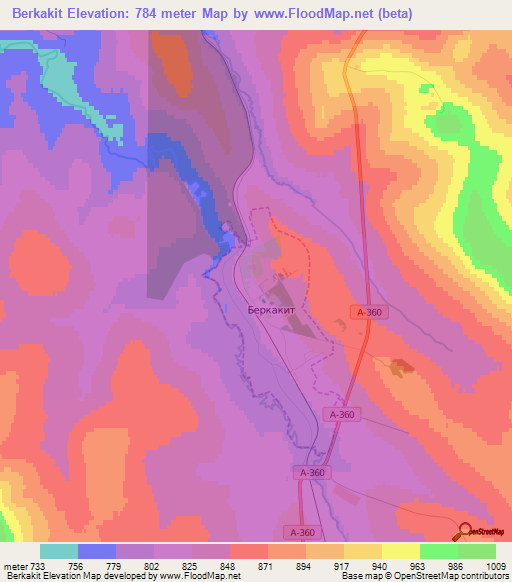 Berkakit,Russia Elevation Map