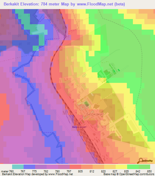 Berkakit,Russia Elevation Map