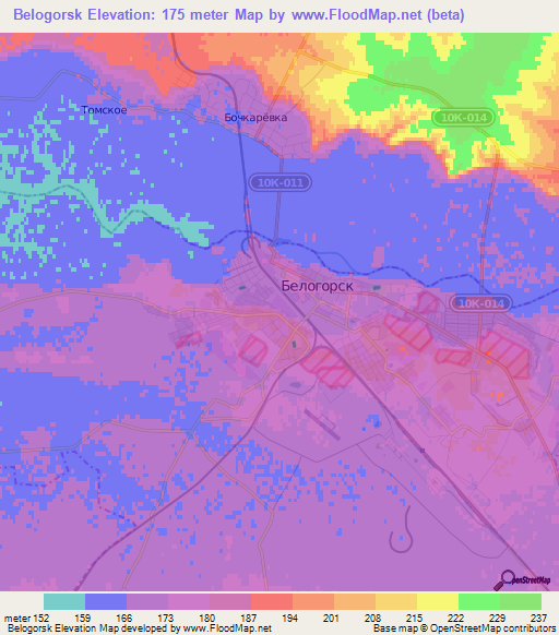 Belogorsk,Russia Elevation Map