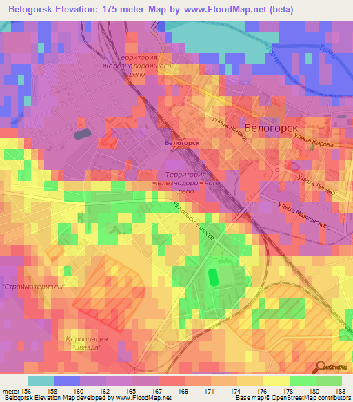 Belogorsk,Russia Elevation Map
