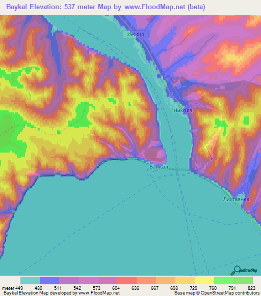 Baykal,Russia Elevation Map