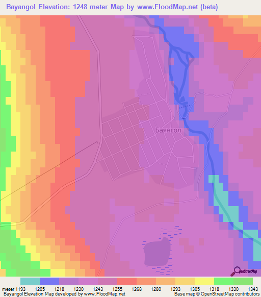 Bayangol,Russia Elevation Map