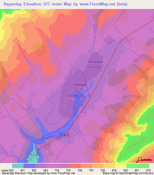 Bayanday,Russia Elevation Map