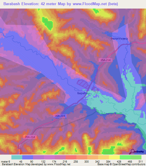 Barabash,Russia Elevation Map