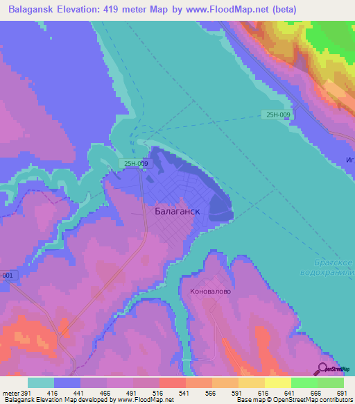 Balagansk,Russia Elevation Map