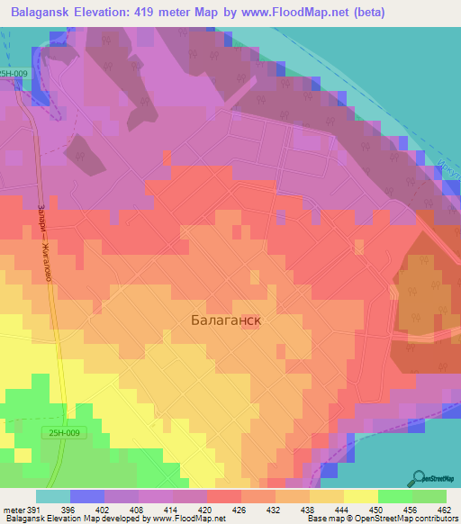 Balagansk,Russia Elevation Map