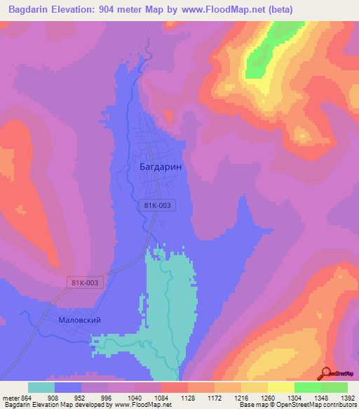 Bagdarin,Russia Elevation Map