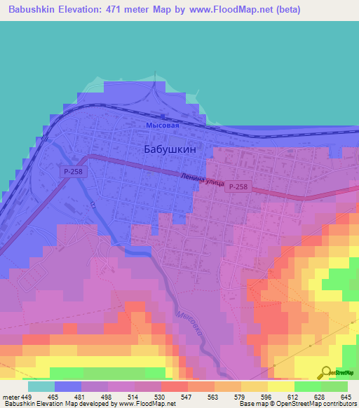 Babushkin,Russia Elevation Map