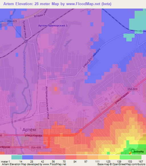 Artem,Russia Elevation Map