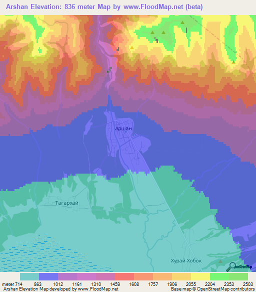 Arshan,Russia Elevation Map