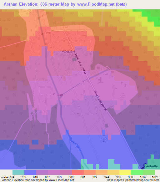 Arshan,Russia Elevation Map