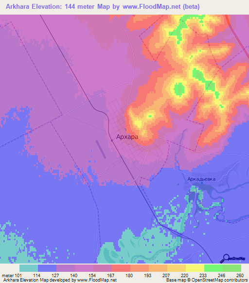 Arkhara,Russia Elevation Map