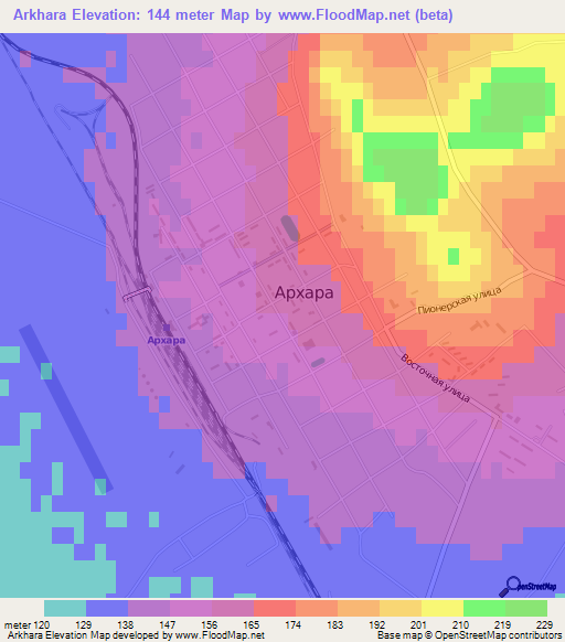 Arkhara,Russia Elevation Map