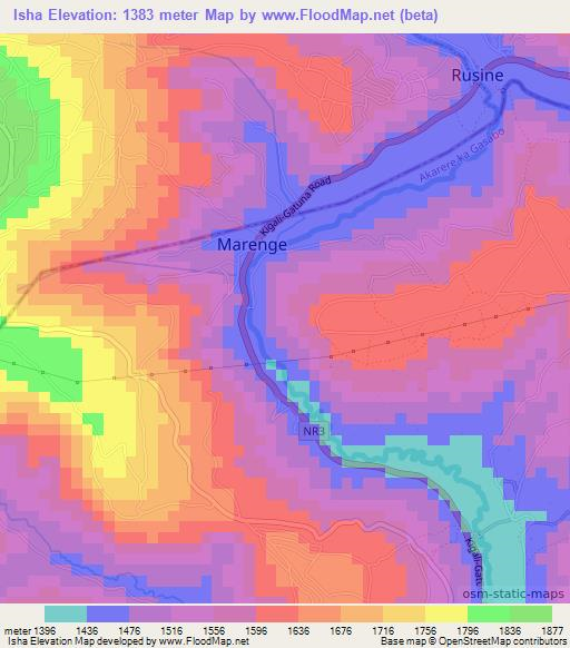 Isha,Rwanda Elevation Map