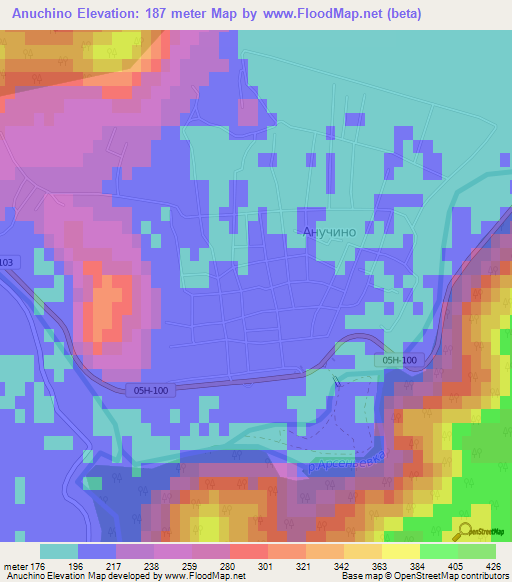 Anuchino,Russia Elevation Map