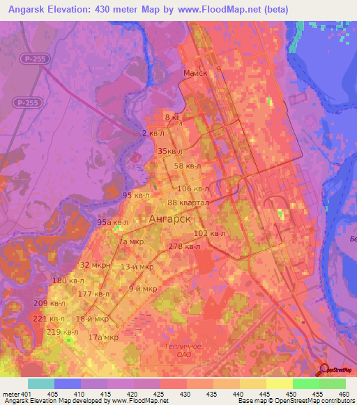 Angarsk,Russia Elevation Map