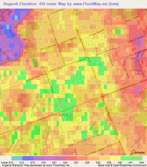 Angarsk,Russia Elevation Map