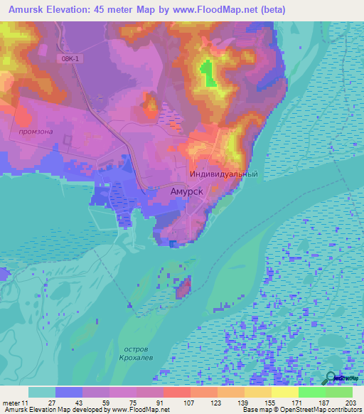 Amursk,Russia Elevation Map