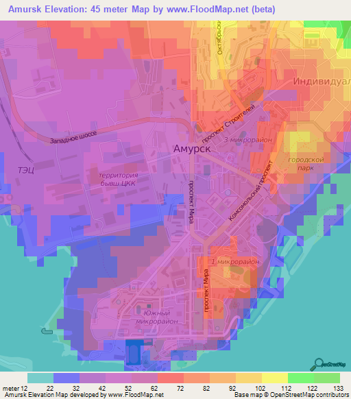 Amursk,Russia Elevation Map