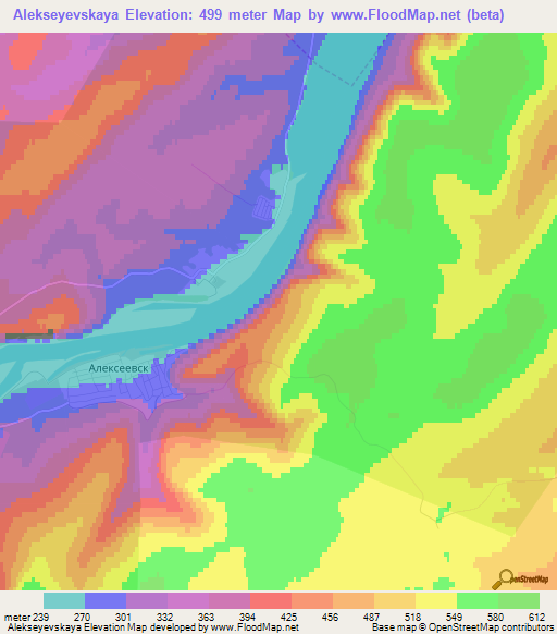 Alekseyevskaya,Russia Elevation Map