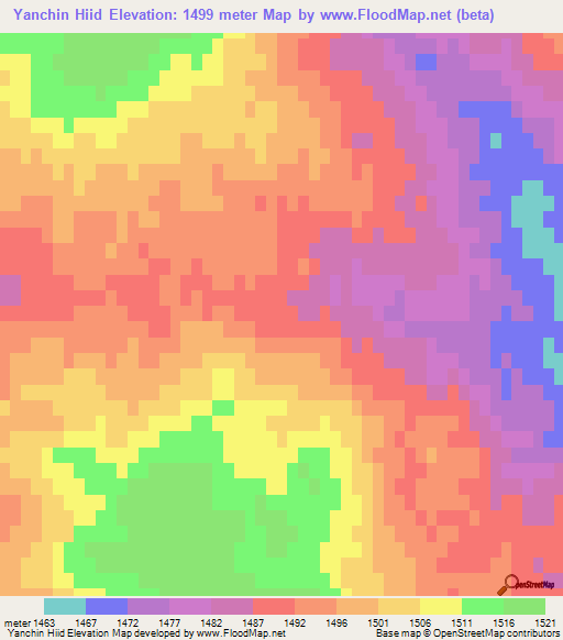 Yanchin Hiid,Mongolia Elevation Map