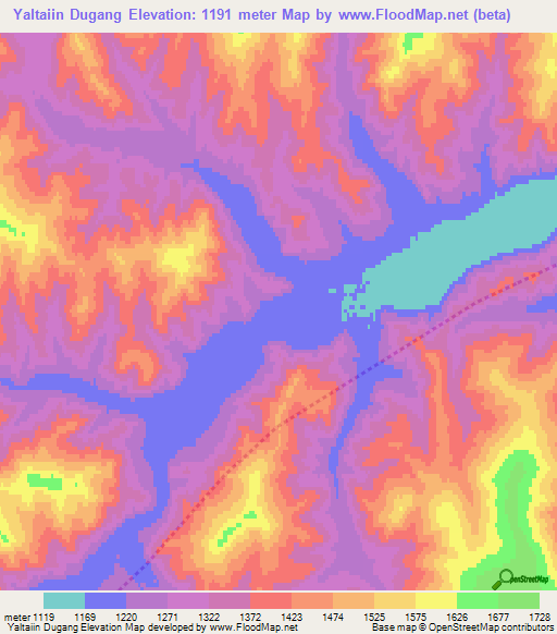 Yaltaiin Dugang,Mongolia Elevation Map