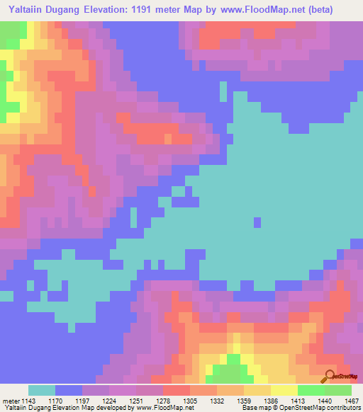 Yaltaiin Dugang,Mongolia Elevation Map