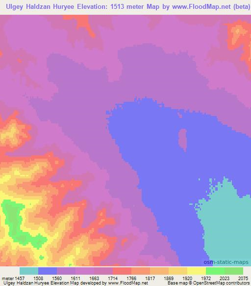 Ulgey Haldzan Huryee,Mongolia Elevation Map