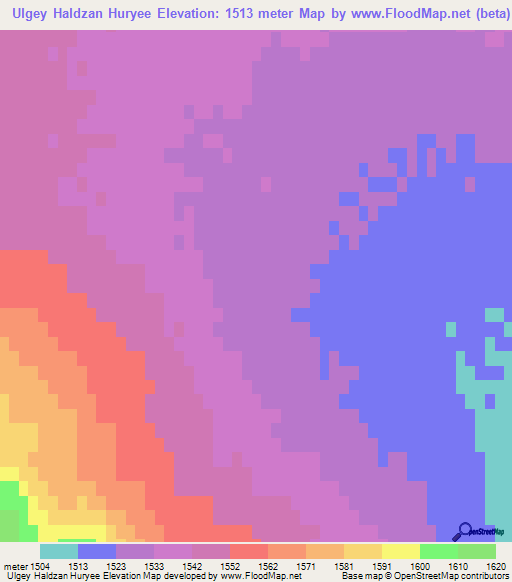 Ulgey Haldzan Huryee,Mongolia Elevation Map