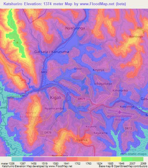 Katshuriro,Rwanda Elevation Map