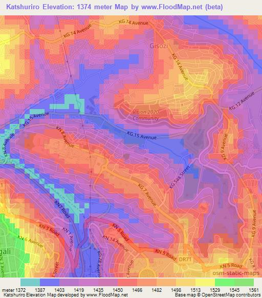 Katshuriro,Rwanda Elevation Map