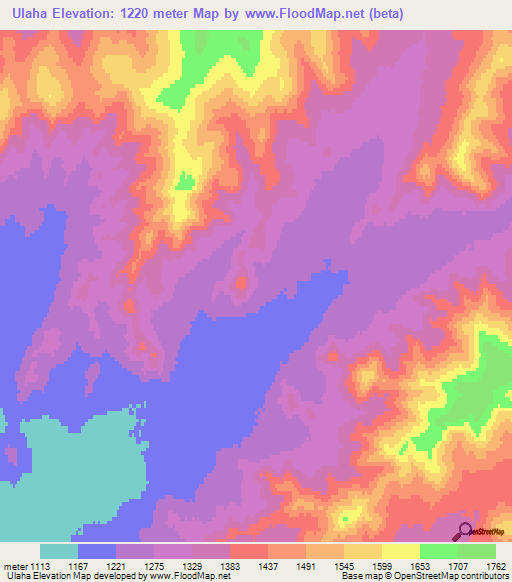 Ulaha,Mongolia Elevation Map