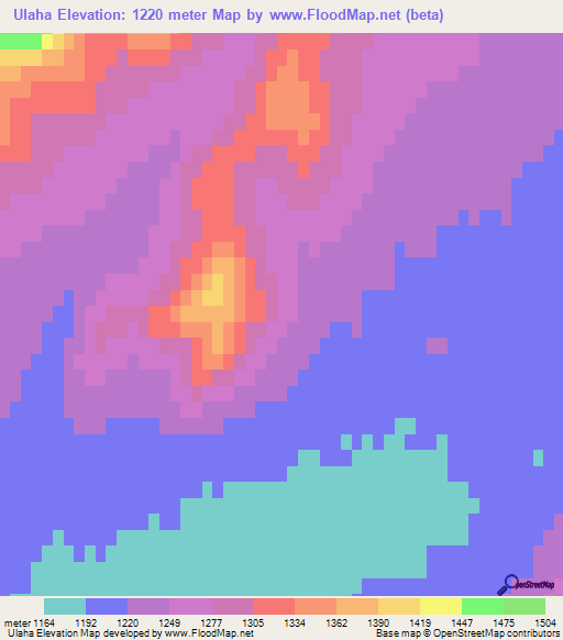 Ulaha,Mongolia Elevation Map