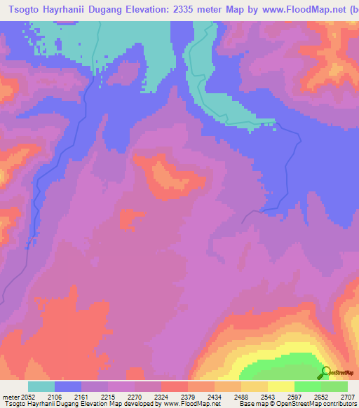 Tsogto Hayrhanii Dugang,Mongolia Elevation Map