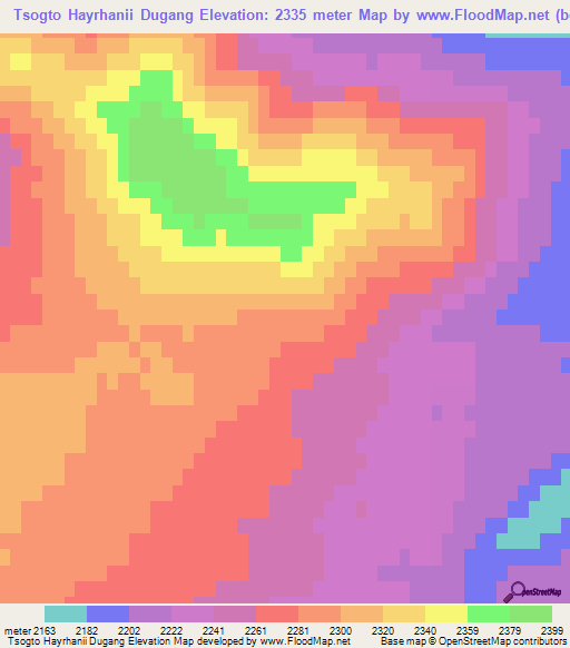 Tsogto Hayrhanii Dugang,Mongolia Elevation Map