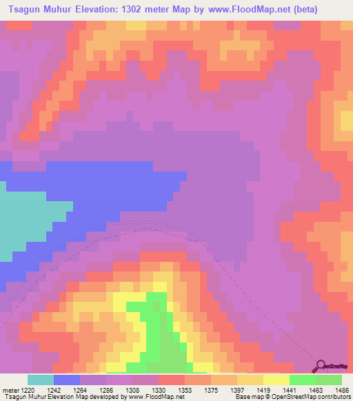 Tsagun Muhur,Mongolia Elevation Map