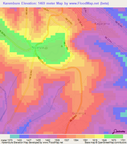 Karembure,Rwanda Elevation Map