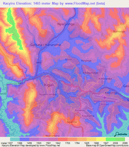 Kacyiru,Rwanda Elevation Map