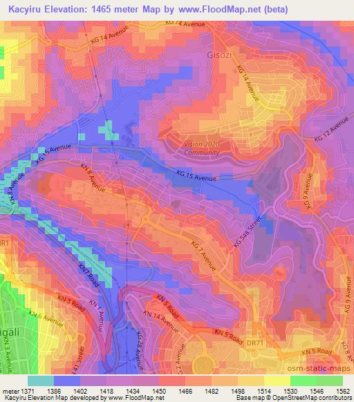 Kacyiru,Rwanda Elevation Map