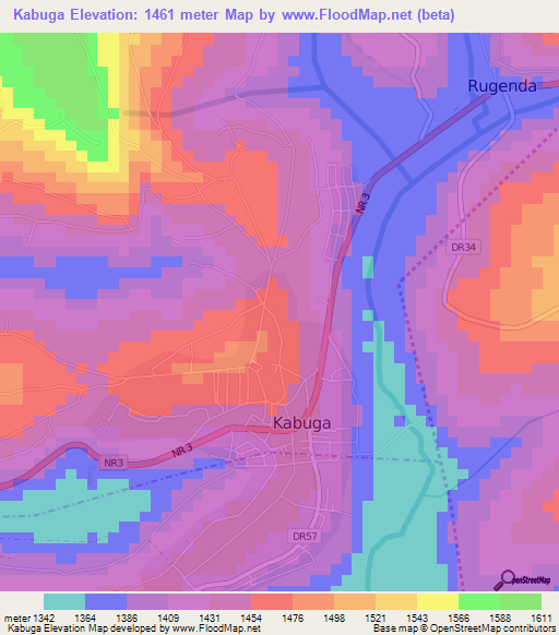 Kabuga,Rwanda Elevation Map