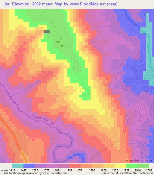 Jari,Rwanda Elevation Map