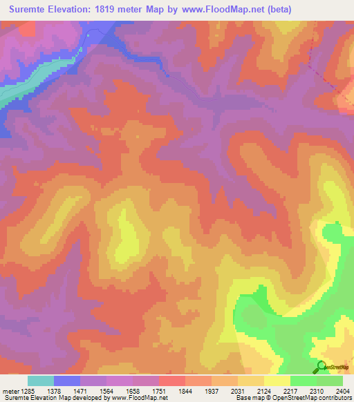 Suremte,Mongolia Elevation Map