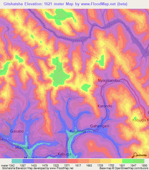 Gitshatsha,Rwanda Elevation Map