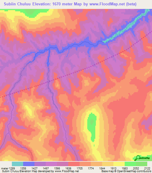 Subiin Chuluu,Mongolia Elevation Map