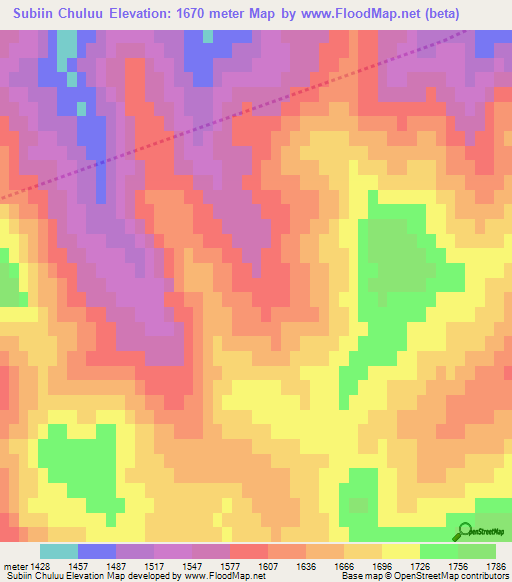 Subiin Chuluu,Mongolia Elevation Map