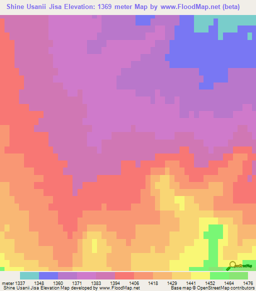 Shine Usanii Jisa,Mongolia Elevation Map