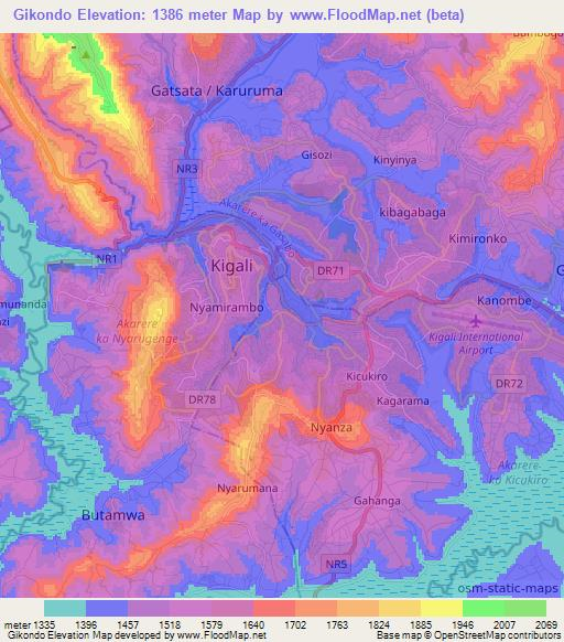 Gikondo,Rwanda Elevation Map